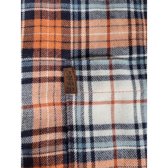 IZOD Lightweight Long Sleeved Flannel Shirt Orange Plaid XL - Picture 4 of 5